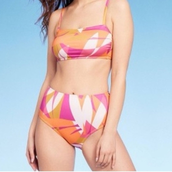 Kona Sol Orange and Pink Bikini Set - Picture 1 of 3